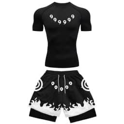 Anime Compression Set Running Sport Fitness Suit for Men Quick Dry Compression Shirt+Gym Shorts 2PCS Workout Summer Sportwear