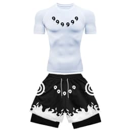 Anime Compression Set Running Sport Fitness Suit for Men Quick Dry Compression Shirt+Gym Shorts 2PCS Workout Summer Sportwear