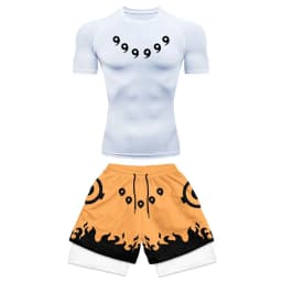Anime Compression Set Running Sport Fitness Suit for Men Quick Dry Compression Shirt+Gym Shorts 2PCS Workout Summer Sportwear