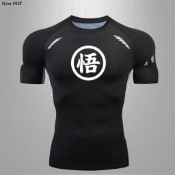Goku Print Compression Shirts For Men Gym Workout Joging Fitness Undershirts Base Layer Quick Dry Aerobic Exercise Men Tops