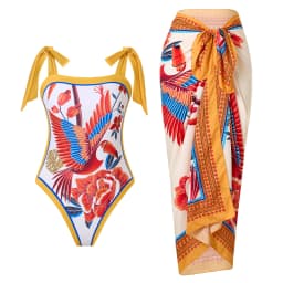 2026 Swimwear Women One Piece Swimsuit With Beach Skirt Printed Bathers Swimming Bathing Swim Suit Beachwear Summer Bodysuit
