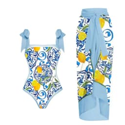 2026 Swimwear Women One Piece Swimsuit With Beach Skirt Printed Bathers Swimming Bathing Swim Suit Beachwear Summer Bodysuit