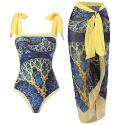 2026 Swimwear Women One Piece Swimsuit With Beach Skirt Printed Bathers Swimming Bathing Swim Suit Beachwear Summer Bodysuit