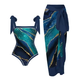 2026 Swimwear Women One Piece Swimsuit With Beach Skirt Printed Bathers Swimming Bathing Swim Suit Beachwear Summer Bodysuit