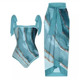 2026 Swimwear Women One Piece Swimsuit With Beach Skirt Printed Bathers Swimming Bathing Swim Suit Beachwear Summer Bodysuit