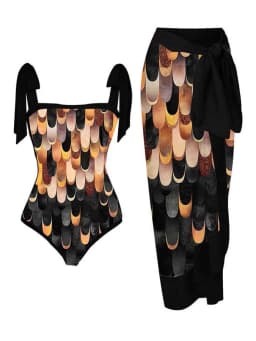 2026 Swimwear Women One Piece Swimsuit With Beach Skirt Printed Bathers Swimming Bathing Swim Suit Beachwear Summer Bodysuit