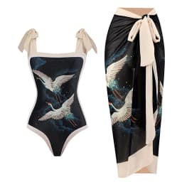 2026 Swimwear Women One Piece Swimsuit With Beach Skirt Printed Bathers Swimming Bathing Swim Suit Beachwear Summer Bodysuit