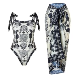 2026 Swimwear Women One Piece Swimsuit With Beach Skirt Printed Bathers Swimming Bathing Swim Suit Beachwear Summer Bodysuit