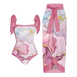2026 Swimwear Women One Piece Swimsuit With Beach Skirt Printed Bathers Swimming Bathing Swim Suit Beachwear Summer Bodysuit