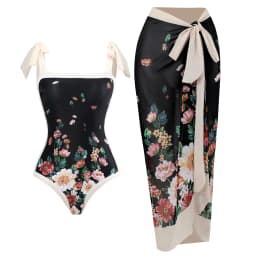 2026 Swimwear Women One Piece Swimsuit With Beach Skirt Printed Bathers Swimming Bathing Swim Suit Beachwear Summer Bodysuit