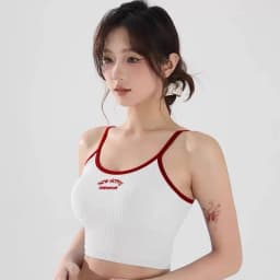 Women's Breathable Sports Bra Fitness Gym Workout Push-Up Camisole Yoga Top Letter Print Pilates Clothing Crop Top Yoga Bra