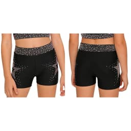 Kids Girls Shiny Rhinestones Acrobatics Gymnastics Dance Costume School Show Performance Elastic Waistband Shorts for 6-16 Years