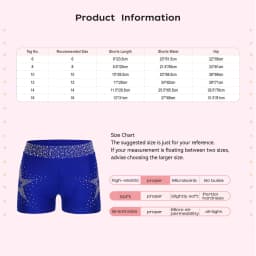 Kids Girls Shiny Rhinestones Acrobatics Gymnastics Dance Costume School Show Performance Elastic Waistband Shorts for 6-16 Years