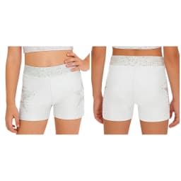 Kids Girls Shiny Rhinestones Acrobatics Gymnastics Dance Costume School Show Performance Elastic Waistband Shorts for 6-16 Years
