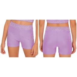 Kids Girls Shiny Rhinestones Acrobatics Gymnastics Dance Costume School Show Performance Elastic Waistband Shorts for 6-16 Years