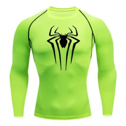 Spider Print Long Sleeve Compression Shirts for Men Gym Workout Rash Guard Undershirts Baselayers Athletic Quick Dry Tees Tops