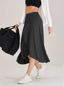 Lady Yoga Tennis Skorts Shorts with Side Pockets and an Opening at the Waist Long dress Fitness Sportswear Workout For Women