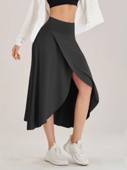 Lady Yoga Tennis Skorts Shorts with Side Pockets and an Opening at the Waist Long dress Fitness Sportswear Workout For Women