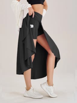 Lady Yoga Tennis Skorts Shorts with Side Pockets and an Opening at the Waist Long dress Fitness Sportswear Workout For Women