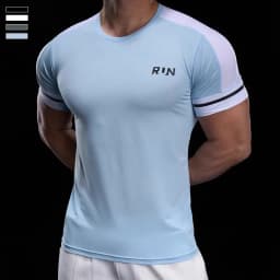 2025 Spring Summer Men's Running Training Sports Gym Fitness Top Quick Dry Breathable High Elastic Short Sleeve T-shirt Men