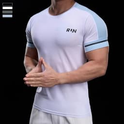 2025 Spring Summer Men's Running Training Sports Gym Fitness Top Quick Dry Breathable High Elastic Short Sleeve T-shirt Men