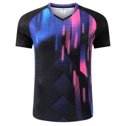 Men's And Women's Sublimation V Neck Table Tennis Jersey Quick Dry Sports T-shirt Breathable Short Sleeve Ping Pong Shirt Volley