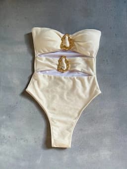 3 Colors Sexy Metal Rings Cut Out Women Swimwear One Piece Swimsuit Female Bandeau High Leg Cut Bather Bathing Suit Swim B026D
