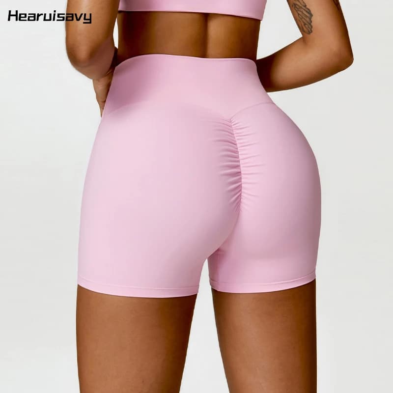 Hearuisavy Summer Buttock Lift Scrunch Yoga Shorts Gym Leggings Cycling Slim Fit Workout Shorts Women High Waist Sports Shorts
