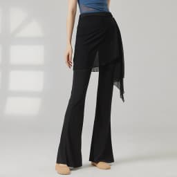 Women Yoga Pants Mesh Hip Cover Modern Dance Flare Leg Practice Pants Breathable Skin Friendly Classical Dancing Trouser Fitness