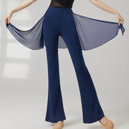 Women Yoga Pants Mesh Hip Cover Modern Dance Flare Leg Practice Pants Breathable Skin Friendly Classical Dancing Trouser Fitness