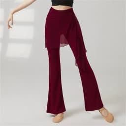 Women Yoga Pants Mesh Hip Cover Modern Dance Flare Leg Practice Pants Breathable Skin Friendly Classical Dancing Trouser Fitness