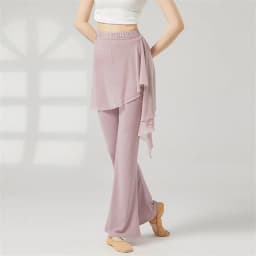 Women Yoga Pants Mesh Hip Cover Modern Dance Flare Leg Practice Pants Breathable Skin Friendly Classical Dancing Trouser Fitness