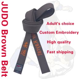 Judo Belts High-quality Pure Cotton, IJF Certified, Brown Color, Width 4.5cm, 220-360cm, Custom Embroidered Name