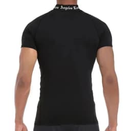 Los Angeles Print Mock Neck Short Sleeve Compression Shirt for Men Gym Workout Running T-Shirts Undershirts Baselayers Tees Tops