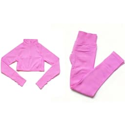 Impact Crop Zippy+Leggings Female Breathable Quick Dry Sportswear 2 Pces Fitness Yoga Set Women Solid Color Gym Running Suit