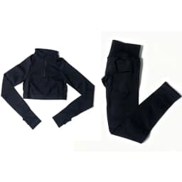 Impact Crop Zippy+Leggings Female Breathable Quick Dry Sportswear 2 Pces Fitness Yoga Set Women Solid Color Gym Running Suit
