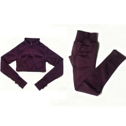 Impact Crop Zippy+Leggings Female Breathable Quick Dry Sportswear 2 Pces Fitness Yoga Set Women Solid Color Gym Running Suit