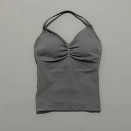 No Logo Women's Longline Strappy Backless Gym Tank Top, Scrunch Open Back Sports Bra, Workout Top for Running & Yoga