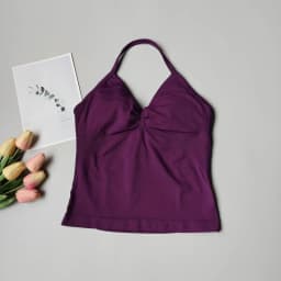 No Logo Women's Longline Strappy Backless Gym Tank Top, Scrunch Open Back Sports Bra, Workout Top for Running & Yoga