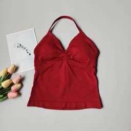 No Logo Women's Longline Strappy Backless Gym Tank Top, Scrunch Open Back Sports Bra, Workout Top for Running & Yoga