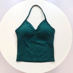 No Logo Women's Longline Strappy Backless Gym Tank Top, Scrunch Open Back Sports Bra, Workout Top for Running & Yoga
