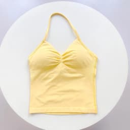 No Logo Women's Longline Strappy Backless Gym Tank Top, Scrunch Open Back Sports Bra, Workout Top for Running & Yoga