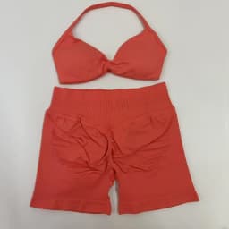 Yoga Gym Set 2 Piece Women Strappy Yoga Bra Top Workout Scrunch Shorts Sports Suit Fitness Clothes Seamless Yoga Set