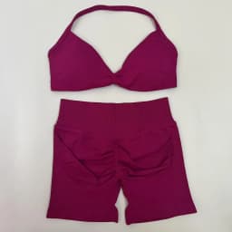 Yoga Gym Set 2 Piece Women Strappy Yoga Bra Top Workout Scrunch Shorts Sports Suit Fitness Clothes Seamless Yoga Set