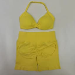 Yoga Gym Set 2 Piece Women Strappy Yoga Bra Top Workout Scrunch Shorts Sports Suit Fitness Clothes Seamless Yoga Set