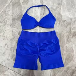 Yoga Gym Set 2 Piece Women Strappy Yoga Bra Top Workout Scrunch Shorts Sports Suit Fitness Clothes Seamless Yoga Set