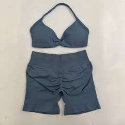 Yoga Gym Set 2 Piece Women Strappy Yoga Bra Top Workout Scrunch Shorts Sports Suit Fitness Clothes Seamless Yoga Set