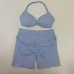 Yoga Gym Set 2 Piece Women Strappy Yoga Bra Top Workout Scrunch Shorts Sports Suit Fitness Clothes Seamless Yoga Set