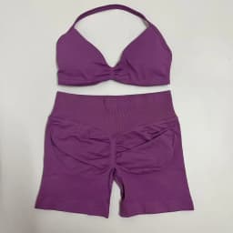 Yoga Gym Set 2 Piece Women Strappy Yoga Bra Top Workout Scrunch Shorts Sports Suit Fitness Clothes Seamless Yoga Set