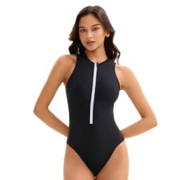 Sexy Women Bikinis Sleeveless Wetsuit One-Piece Swimsuit Half-Zip Design Beach Water Sports Swimwear